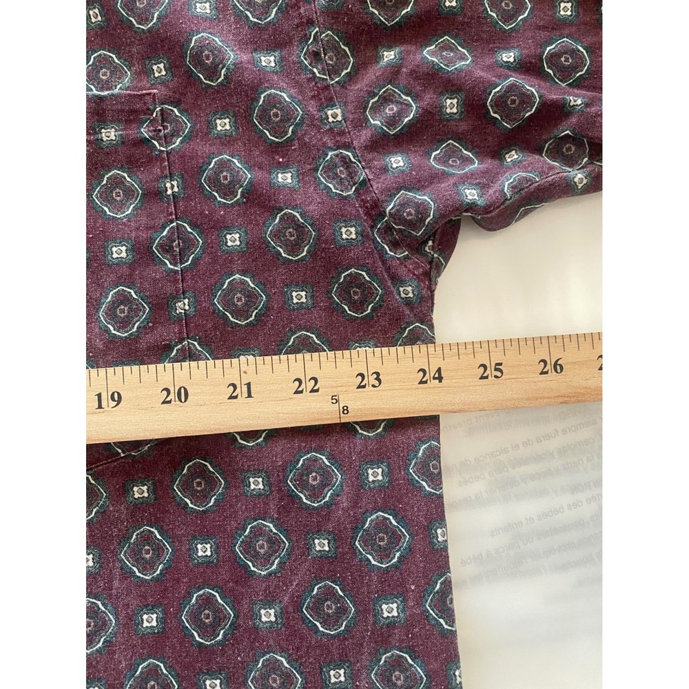 Maxx fm Vintage‎ Mens XL Burgundy Geometric Medallion Cotton Shirt Short Sleeve - Picture 6 of 6